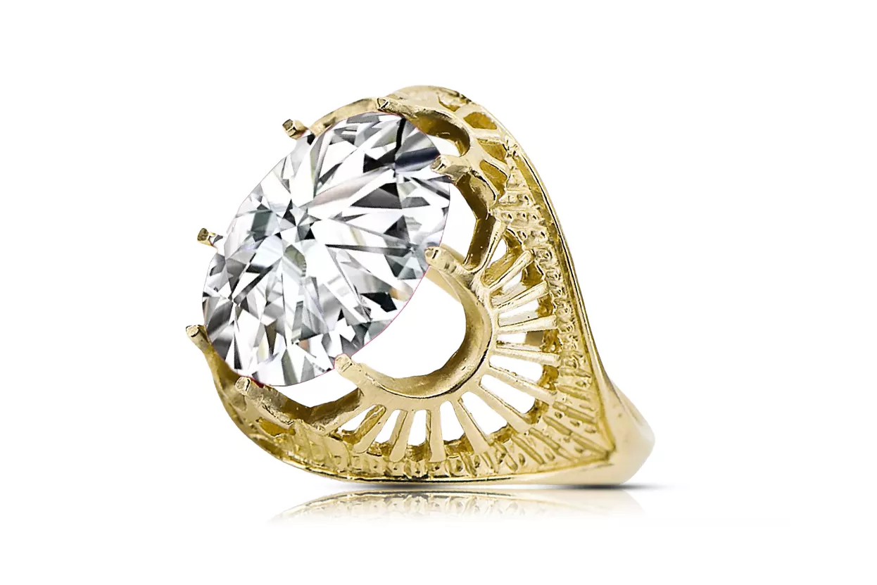 Žirkoniai 14k geltono aukso Žiedas Vintage vrc003y